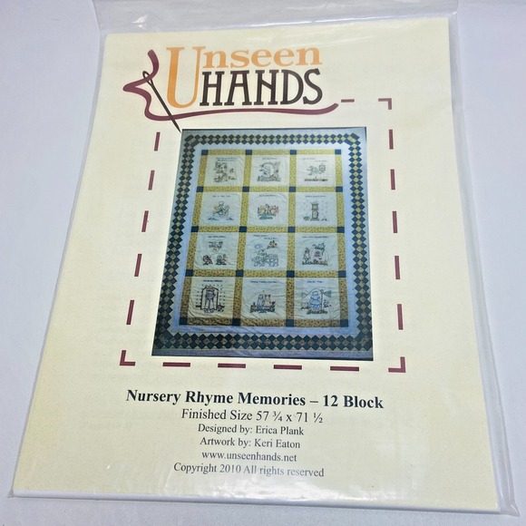 Quilt Pattern Unseen Hands Nursery Rhyme Memories Embroidery Uncut Erica Plank - Picture 1 of 5